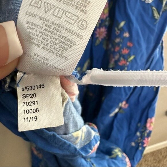 LOFT Floral Tiered Maxi Dress | Blue Boho Romantic | Plus Size 18 Long Sleeve - Picture 12 of 13